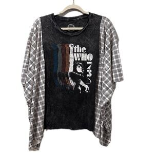 The Who 73 tee shirt up cycle raw hems one size acid wash